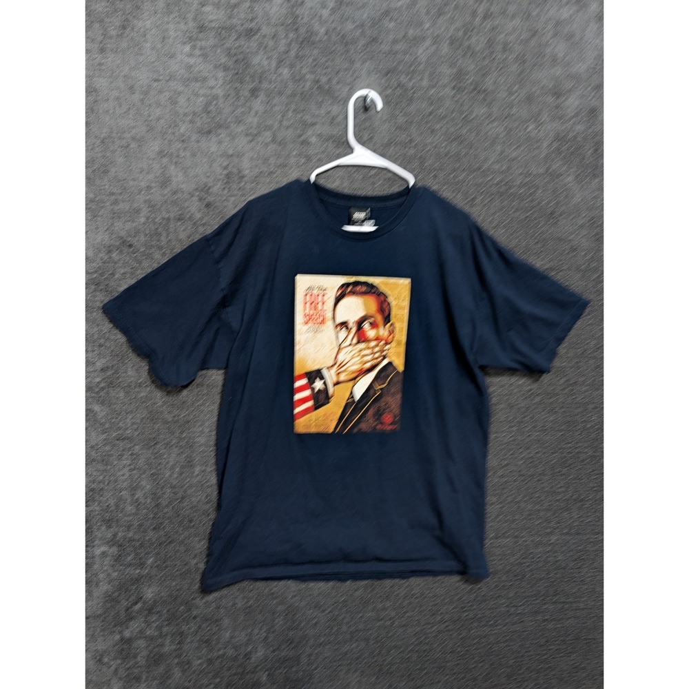 Obey Propaganda Free Speech Graphic T-Shirt Navy Blue Mens XL Streetwear